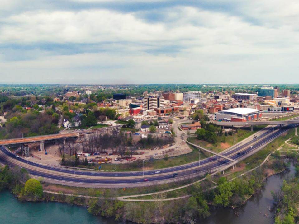 aerial view of downtown st. catharines