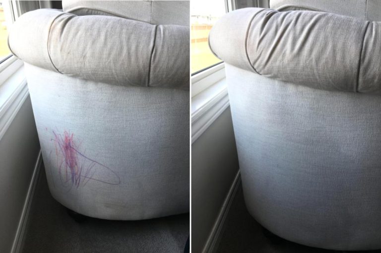 kids marker on white couch