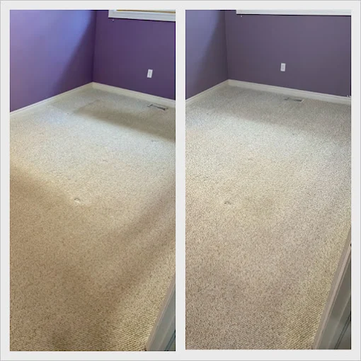 white dirty carpet before and after cleaning