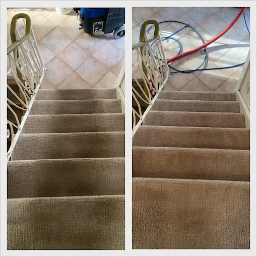 dirty carpet stair before after cleaning